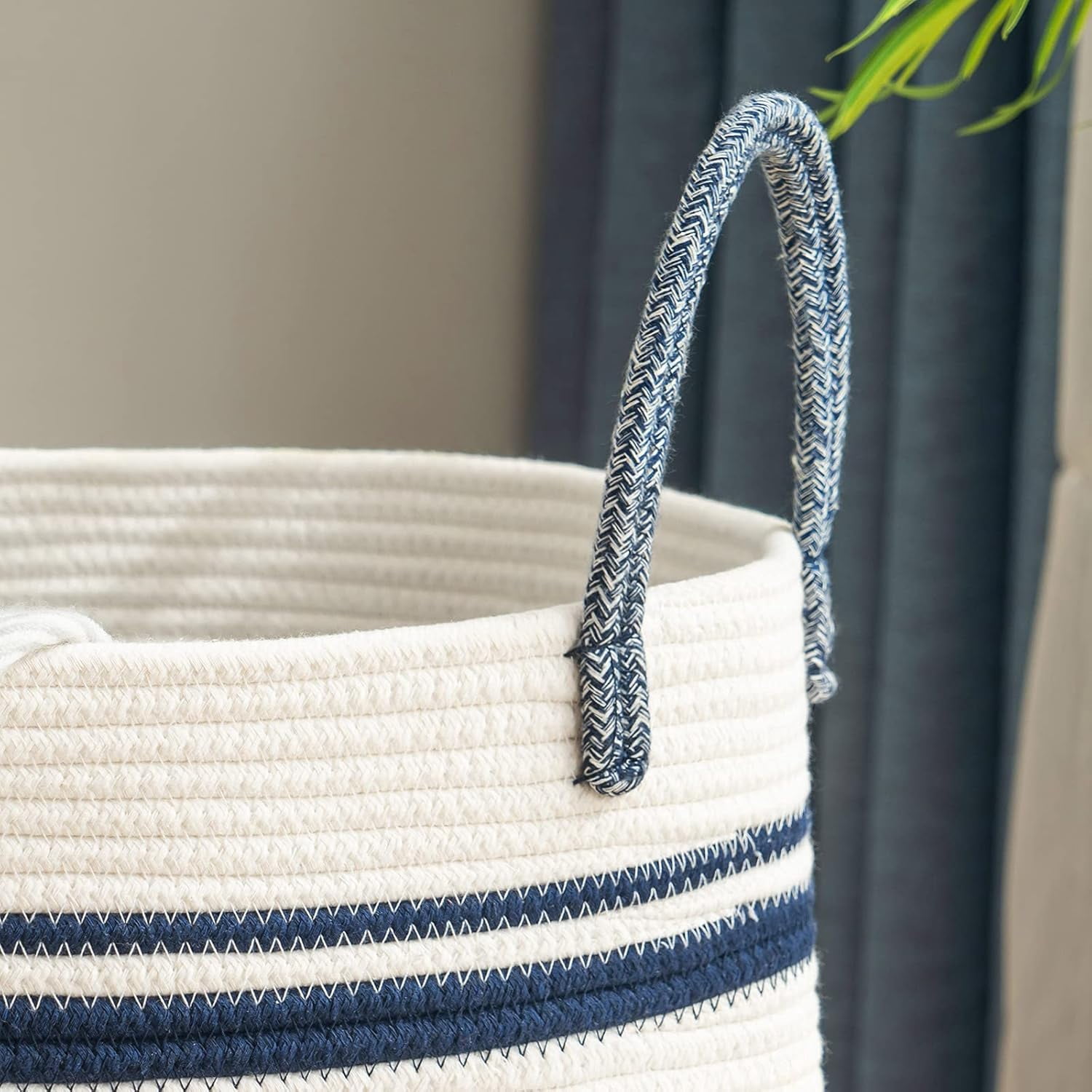 YOUDENOVA Laundry Hamper Basket, Woven 58L Tall Laundry Basket for Blanket Organizer- Nursery Hamper for Bedroom And Bathroom Storage