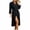 Black, variant on Womens Robe Cozy Lightweight Long Sleeve Robes with Tie Belt 2 Piece Set Wedding Bridal Holiday V Neck Bathrobe Size M