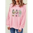thumbnail image 3 of Women's Pink Christmas Nutcracker Patched Drop Shoulder Sweatshirt | [ZhiHiMeRi] | (US 20-22)2XL, 3 of 7