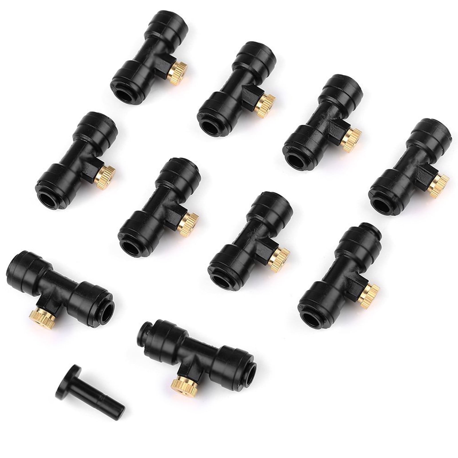 Abody 10PCS Misting Nozzles with Tees and Plug 1/4 Inch Misting Nozzles