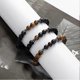 thumbnail image 5 of Father's Day Frosted Blue Tiger's Eye Volcanic Stone 3 Pieces 8mm Beaded Bracelet for Men Women Natural Stone Bracelet Mala Agate Yoga Elatics Tiger's, 5 of 5