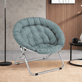 thumbnail image 4 of Magshion Folding Saucer Chair, 600D Oxford Cozy Chair for Living Room Bedroom, Foldable Lounge Chair,Teal Blue, 4 of 10