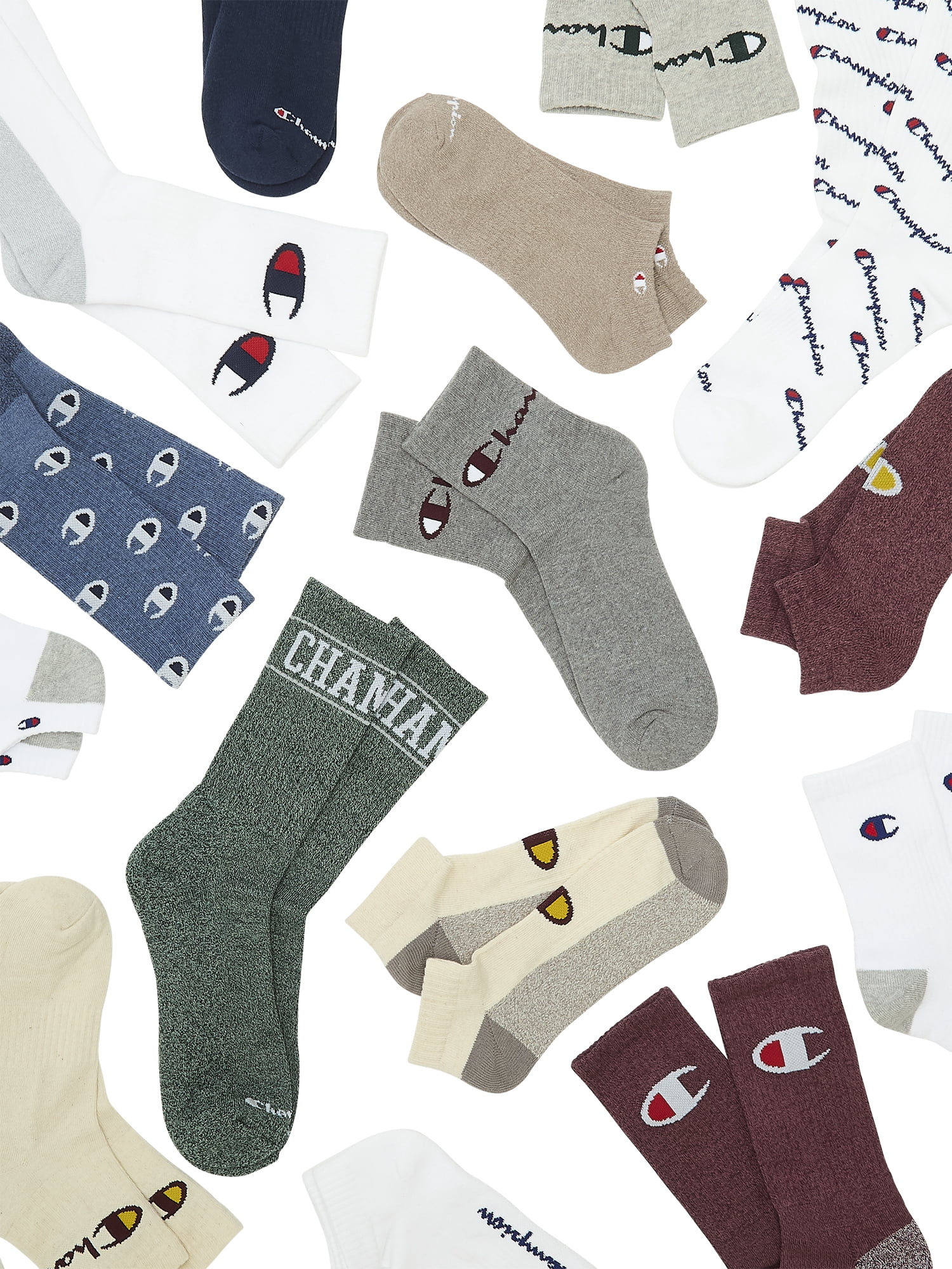 Champion Men’s Crew Socks 8 Pack – Half Terry Cushion, Moisture-Wicking, Arch Support, Reinforced Toe & Heel, Sizes 6–12.5
