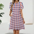 thumbnail image 2 of White Red Blue Tartan Plaid Sundress Short Sleeve Dress Summer Women Clothes Dress for Women Dresses, 2 of 7