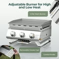 thumbnail image 4 of WAA 24 Inch Portable Tabletop Griddle with Grill Grate - 3-Burner 24000 BTU Stainless Steel Propane Gas Grill for Outdoor Use, 4 of 7