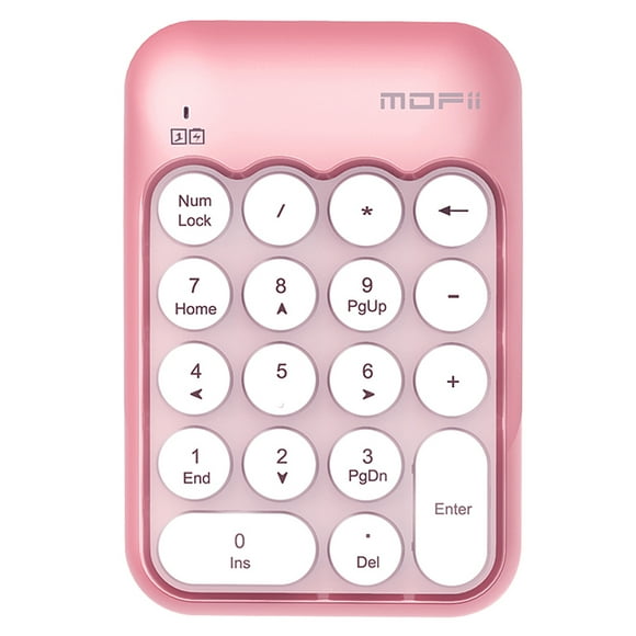 Mofii X910 2.4G Wireless Keyboard Numeric Keyboard Portable 18 Keys Financial Accounting Office Keyboard White+Pink