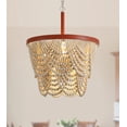 thumbnail image 1 of Q&S Boho Chandelier,Assembly Complete 5-Lights Farmhouse Rustic Coastal Red Leather Wood Beaded Large Pendant Light Fixture for Bedroom Dining Room Entryway Foyer UL Listed, 5 lights, 1 of 8