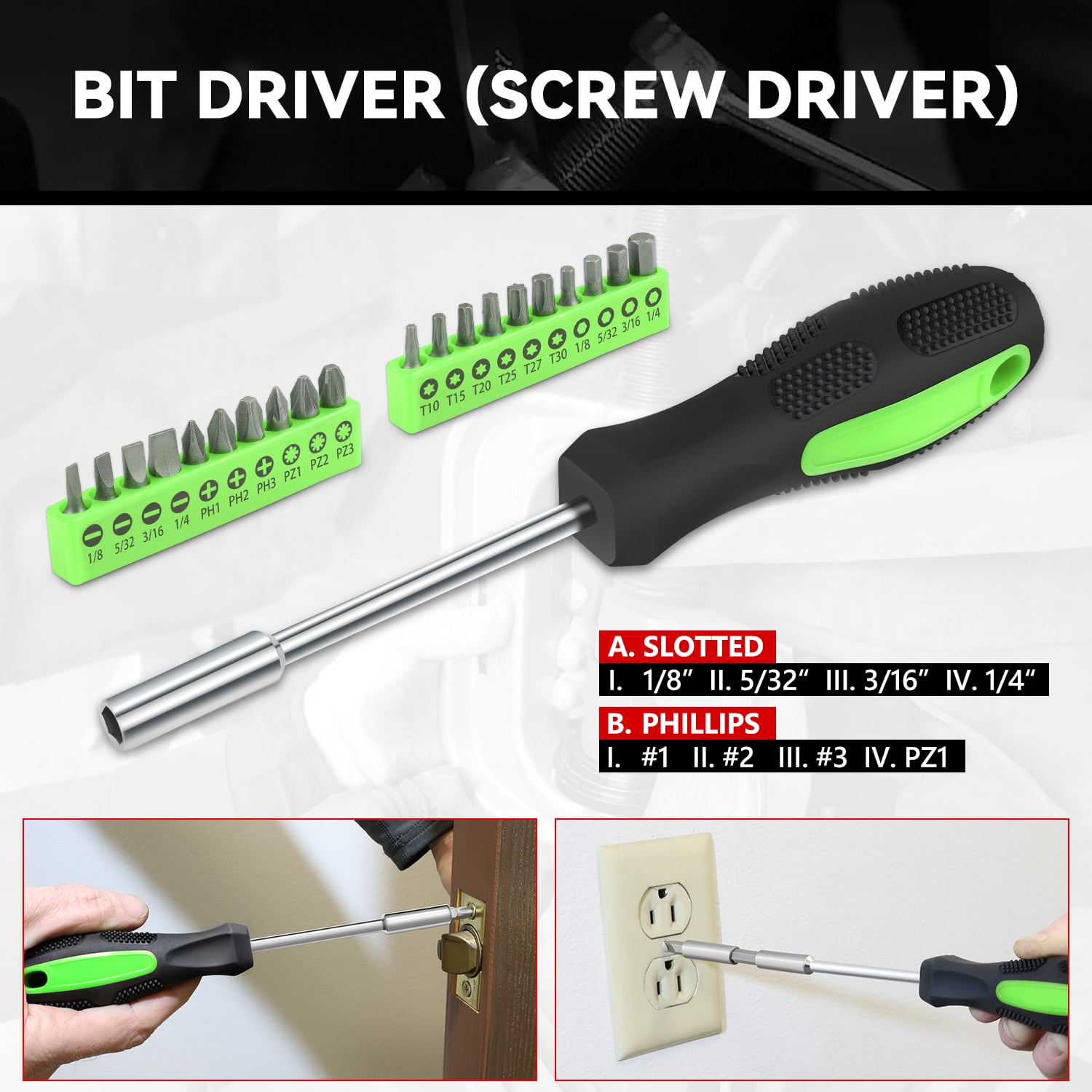 39Pcs Home Repair Hand Tool Set Toolbox Bit Drive Plier Hammer Scissor Hex Key Househeld Garage Garden Office DIY Green