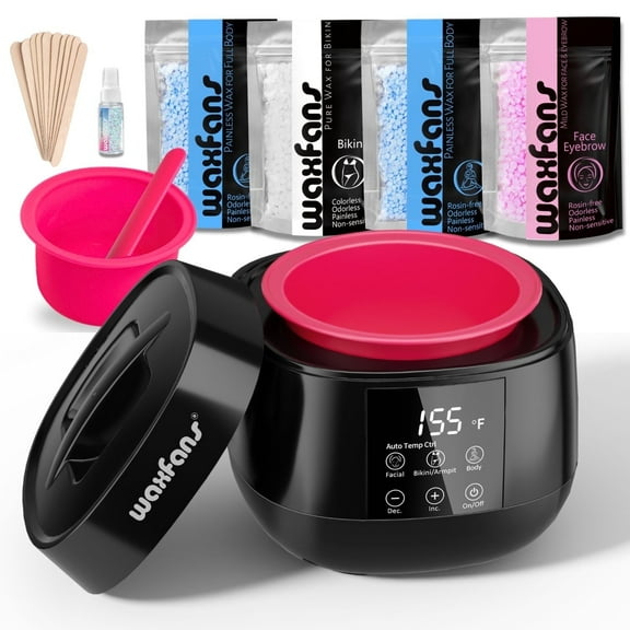 Waxfans Smart Waxing Kit,Auto Keep Warmth, One Button to Use, at Home Waxing Kit for Women,Wax Machine for Hair Removal