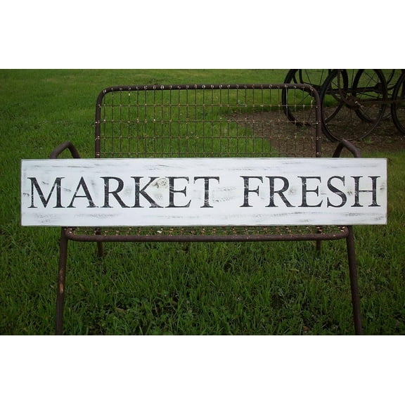 Cskhip Large Market Fresh Sign Farmhouse Decor French Country Decor Country Kitchen Wall Cottage Kitchen Rustic Wood Sign Decor Wooden Signs with Sayings 6x16 inch
