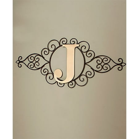 Indoor Home Decor - Monogram Metal Wall Art Scrolled Rustic Finish Home Decor Letter Hung Indoor New (J)