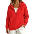 thumbnail image 2 of Women's Half Zip Hoodie Oversized Fleece Pullover Sweatshirt Drop Shoulder Kangaroo Pocket Cozy Fall Tops, S-2XL, 2 of 9