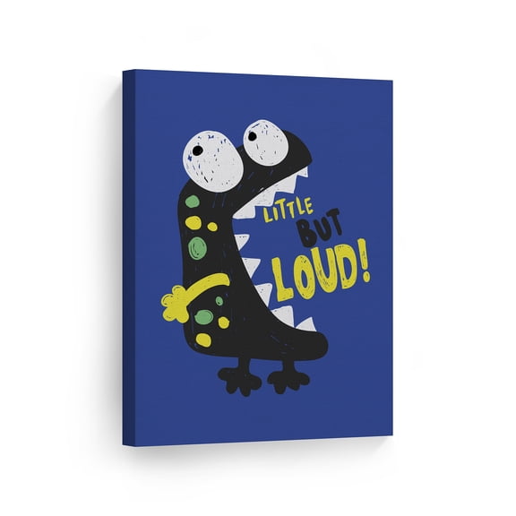 Smile Art Design Cute Little Bur Loud Monster Wall Decor Blue Background Canvas Wall Art Print Boys Room Decor Baby Room Decor Nursery Decor Made in the USA- 40x30