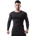 thumbnail image 1 of Traje de fitness cálido con forro polar para hombre, otoño e invierno, ropa elástica alta, transpirable, de secado rápido, ropa deportiva de manga larga para correr y baloncesto, 1 of 5