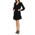 thumbnail image 3 of Michael Kors Womens Black Solid Smocked Ruffle Hem Long Sleeve Dress Sz XS $140, 3 of 8