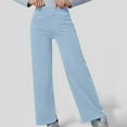 thumbnail image 5 of YDFCWXW Women's Wide Leg Jeans High Waisted Tummy Control Soft Stretchy Comfort Fit Pull On Denim Pants Sky Blue, XL, 5 of 8