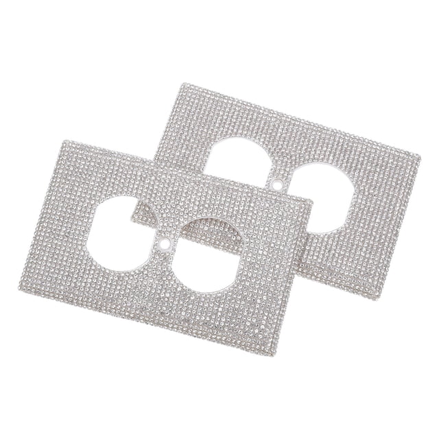 Hytrove 2Ud Cubiertas Decorativas Para Enchufes Con Rhinestones Plateadas Para De Hogar