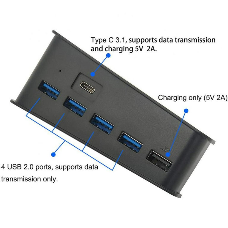 IQIKU PS5 USB Hub, 5 Port USB Hub for PS5, USB High-Speed Expansion Hub  Charger USB Extender Compatible with Playstation 5 Console