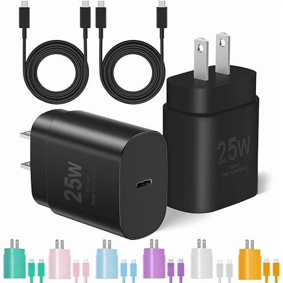 FU1999 Type C Charger Fast Charging, USB C Charger Block, 2-Pack 25W Phone Super Fast Charger with 6Ft USB-C Cable Compatible with iPhone 15/16/Plus/Pro/Pro Max, Galaxy S25/S24/Plus/Ultra