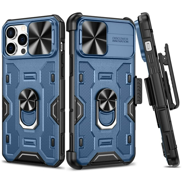 Funda para teléfono VEGO iPhone 13 Pro Max de 6.7 pulgadas con clip para cinturón, azul