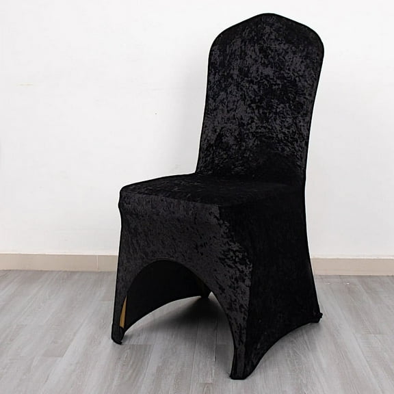 BalsaCircle Black Fitted Spandex Crushed Velvet Stretchable Banquet Chair Cover Party Events Home