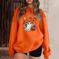 thumbnail image 4 of Halloween Sweatshirt for Women Hoodless Sweatshirt Casual Crewneck Long Sleeve Pullover for Fall Winter Wear Orange M, 4 of 5