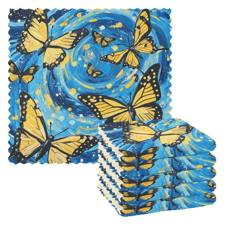 

WOBOGO Butterfly Starry Night Kitchen Towels 6pcs Ultra Soft Absorbent Quick Drying Dish Cloths 11×11inch