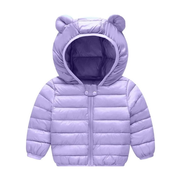 SUXIAN Kids Winter Jacket Lightweight Warm Quilted Padded for Boys Girls Thermal Cozy Windproof Purple 2-3 Years