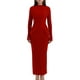 thumbnail image 1 of Vestido ajustado YMDUCH de manga larga con cuello de tortuga simulado, rojo, 1 of 9
