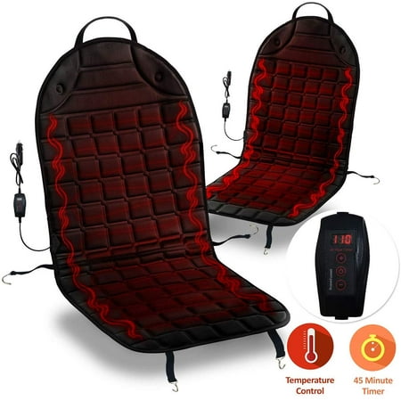 Zone Tech 2 Pack 12V Heated Car Seat Cushion Adjustable Temperature Heating Pad Pain Reliever