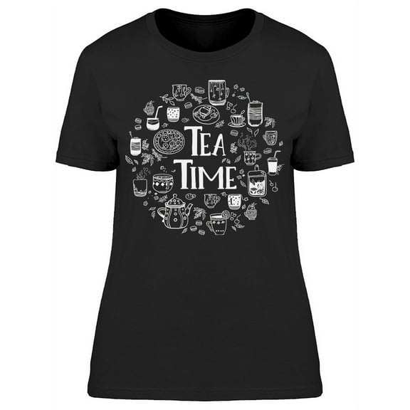 Tea Time, Doodles Sketch T-Shirt Women -Image by Shutterstock, Female x-Large