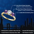 thumbnail image 2 of Gem Stone King 18K Yellow Gold Plated Silver White Created Sapphire and Purple Amethyst Engagement Ring for Women | 1.95 Cttw | Round 6MM | Gemstone September Birthstone | Size 6, 2 of 6