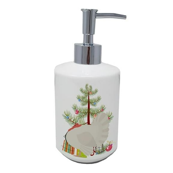7 x 3.5 in. Unisex White Holland Turkey Christmas Ceramic Soap Dispenser, Teal