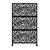 6' Solid Black Rectangular Home Furniture Collections Decorative Leaves Privacy Screen