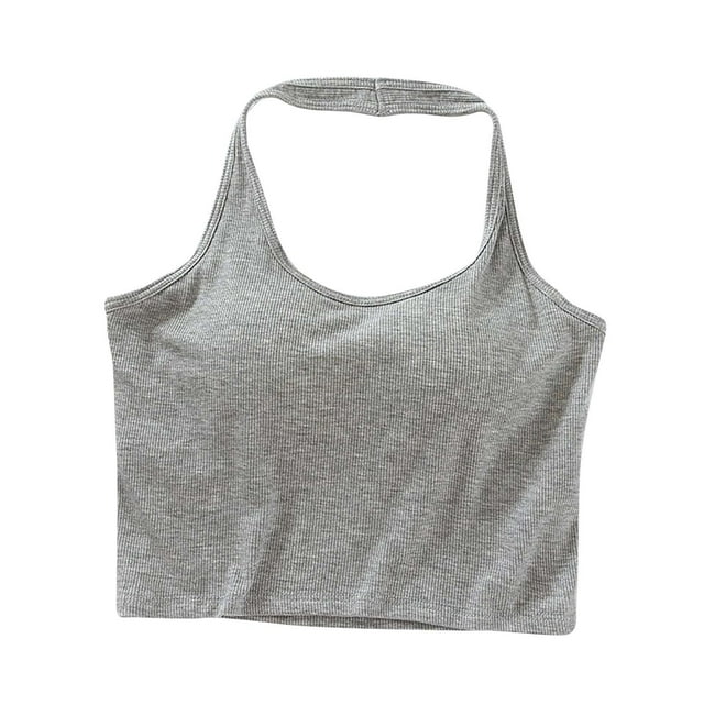 Timegard Womens Ribbed Tank Tops Backless Comfy Comfy Tops Solid Color Camis Built in Bras Summer