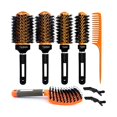 thumbnail image 1 of wonima11 Round Ceramic Ion Thermal Barrel Brush Set with Boar Bristles - 4 Different Sizes for Blow Drying, Straightening, Adding Volume and Shine, Plus Curved Vented Brush, 1 of 1
