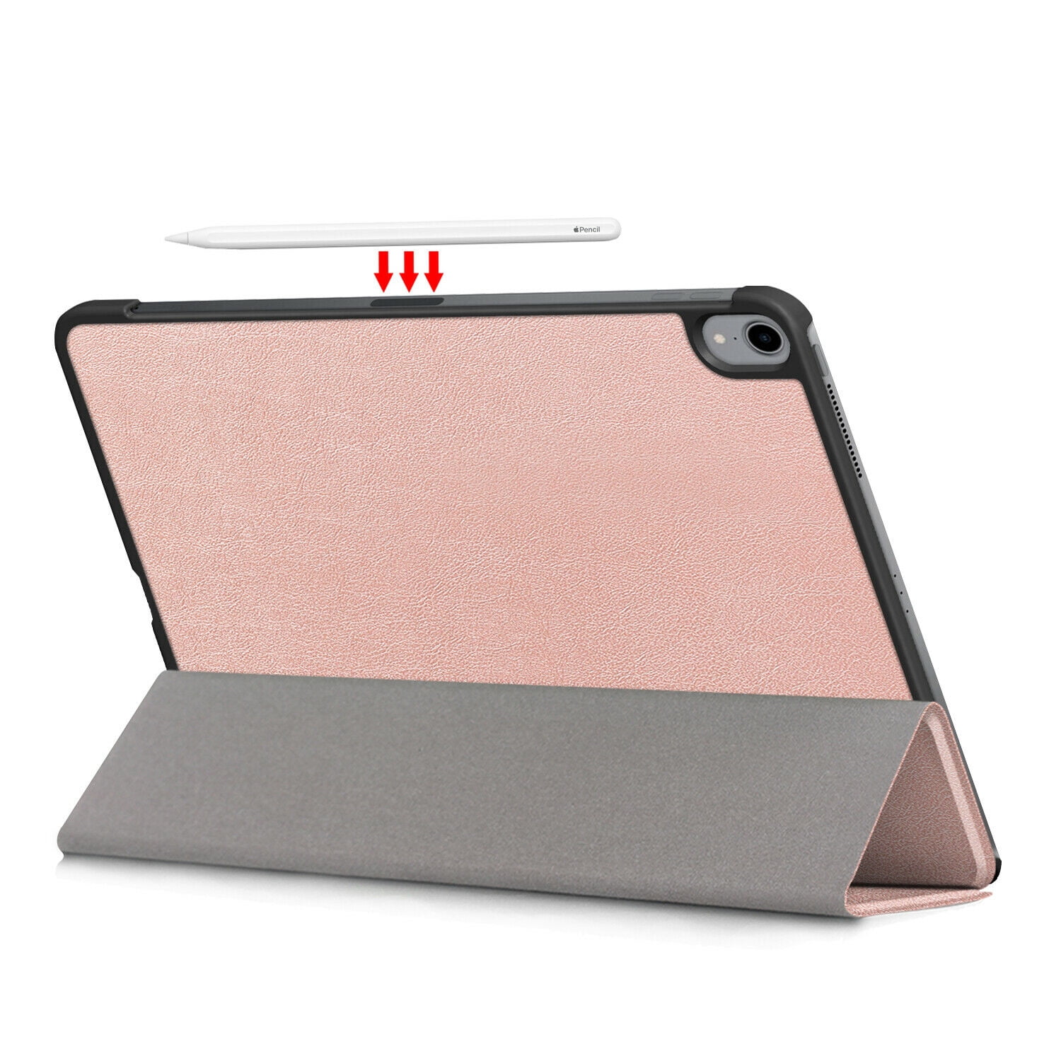 EpicGadget iPad Air 5 Case (5th Gen 2022)/ iPad Air 4 Case (4th Gen 2020) 10.9 with 2 PCS Tempered Glass Screen Protector for 10.9-inch iPad Air, Smart Cover Support Apple Pencil Charging (Rose Gold)