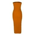 thumbnail image 4 of Summer Saving Wycnly Summer Dresses for Women Night Party Club Sexy Strapless Tie Front Bodycon Long Dresses 2024 Sleeveless Tube Top Solid Maxi Formal Dress Orange s, 4 of 5