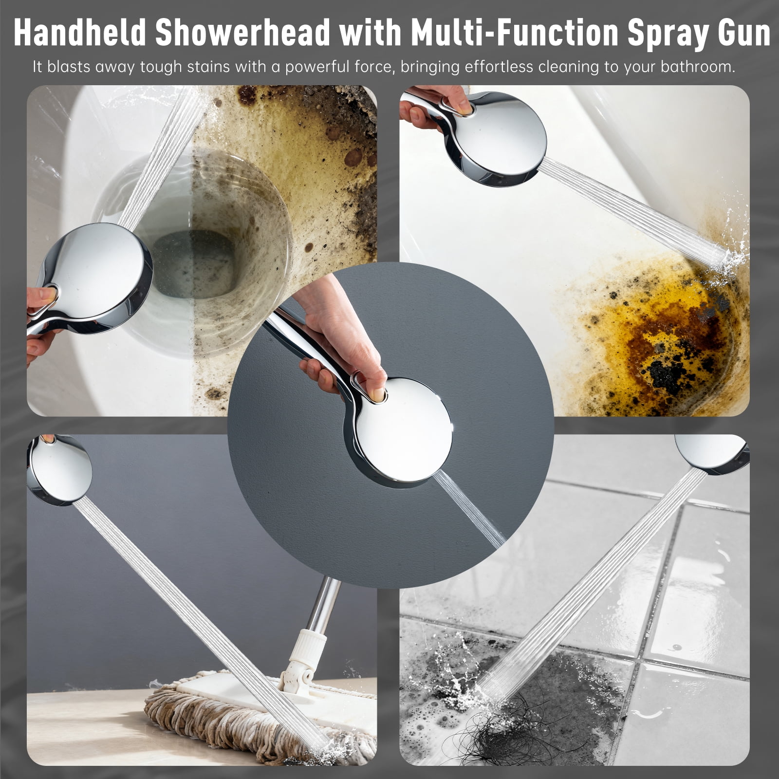 Joyrain Multi-angle adjustable showerhead& Handheld High-pressure 8 Spray Modes Shower Head, Rain Shower Combination with Straight Adjustable Extension Arm