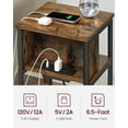 thumbnail image 3 of Side Table with Charging Station, 3-Tier End Table Nightstand for Living Room Bedroom Rustic Brown and Black, 3 of 6