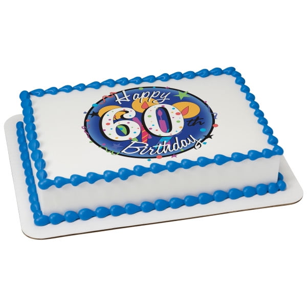 30 x HAPPY 60th BIRTHDAY Edible Wafer Paper Cupcake Toppers BLACK RED PINK BLUE 