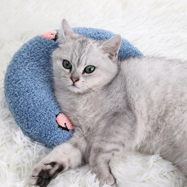 HAHDAXIA Cute Cat Pillows for Indoor Cats Soft Pet Neck Pillow Calming U Shaped Pillow for Dogs and Cats 2pcs White Pink