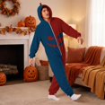 thumbnail image 6 of YNGKMEA Halloween Onesies Halloween Holiday Color Block Pajamas Long Sleeve Night Club Jumpsuits Hooded Spooky Horror Print Onesie Navy 3XL, 6 of 6