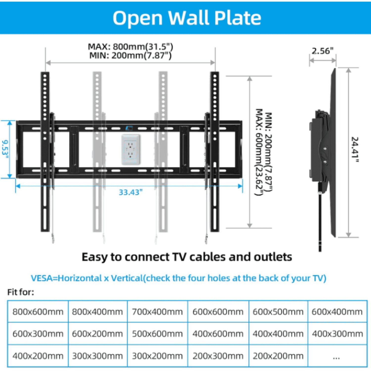 Heavy Duty Tilt TV Wall Mount Bracket for 48-120 Inch Flat/Curved TVs, 200Lbs Capacity, Fits 16/18/24 Inch Studs, Max VESA 800x600mm for LED OLED LCD