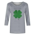 thumbnail image 4 of Meichang T-Shirt de la Saint-Patrick pour Femmes, Imprimé Trèfle Vert, Manches 3/4, Col Rond, Printemps, 4 of 5