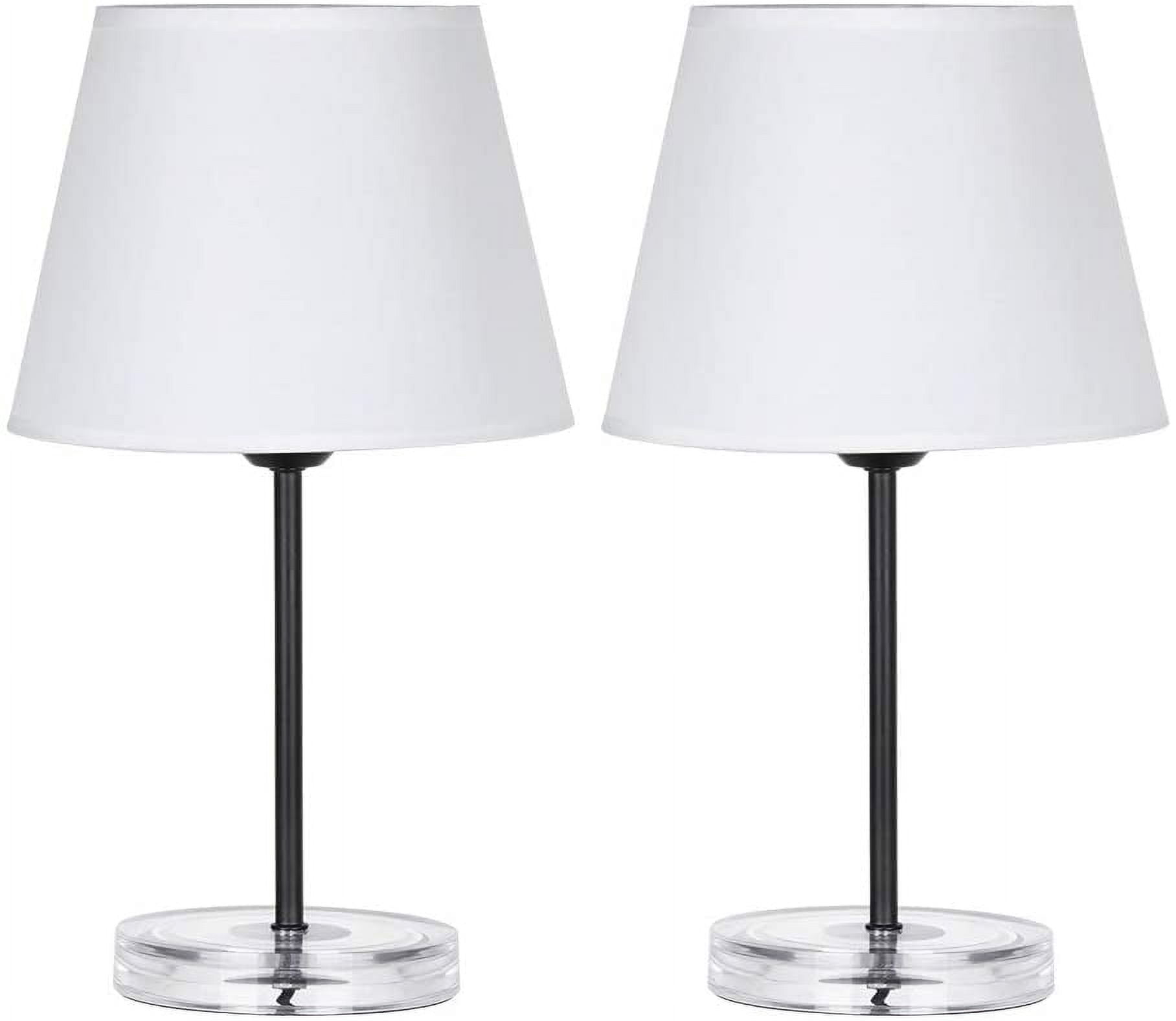 Haitral Modern Black Bedside Lamp with Acrylic Base Set of 2