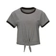 thumbnail image 2 of Boxercraft BW2107 Women's Striped Tie Front Tee-Black-white-XL, 2 of 4