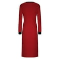 thumbnail image 3 of BadyminCSL Women's Long Sleeve V-Neck Pocket Side Slit Sleepwear Long Dress, 3 of 5