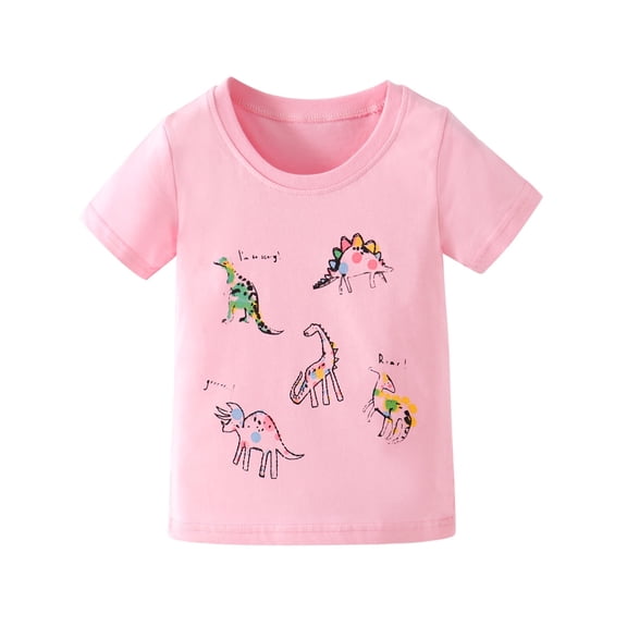 WIBACKER 2-7T Kids Baby Girls Short Sleeve Crew Neck T-Shirt 100% Cotton Tee for Toddler Summer