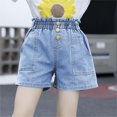 thumbnail image 4 of Ruyang Girls Jean Shorts Kids Athletic Denim Shorts Summer Casual Uniform Shorts for Teen Girl Stretch Mid Rise Waist Denim, 4 of 5